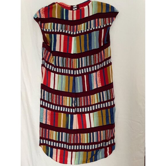 Anthropologie Maeve Boho Cap Sleeve Multicolor Striped Dress US 8 UK 12 EU 40 - Picture 2 of 8